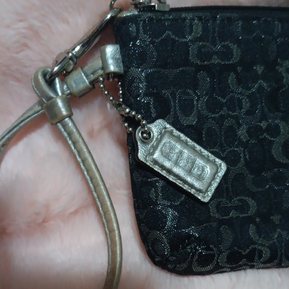 Coach Black and Silver Wristlet - Picture 2 of 4